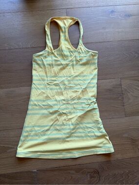 lululemon athletica Yellow Striped Racerback Tank